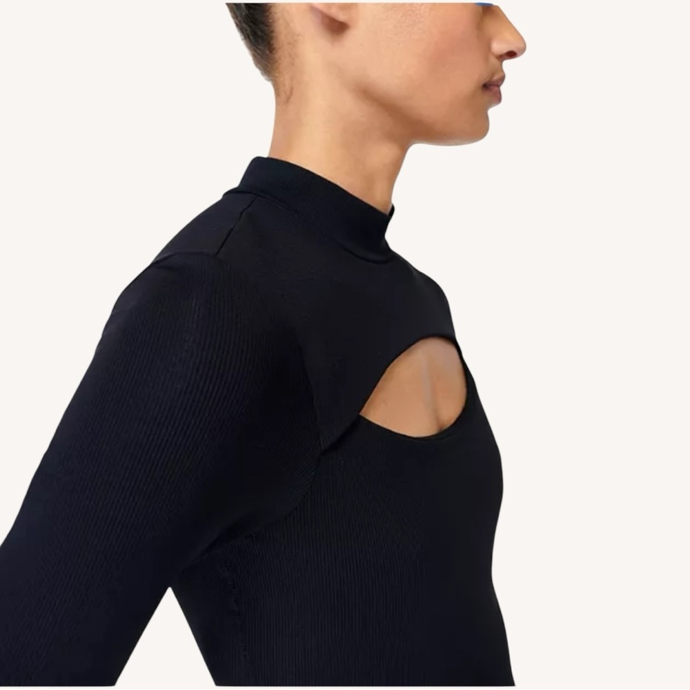 Sweaty Betty Emily Cutaway Ribbed Black Long Sleeve Top Small - Picture 3 of 10